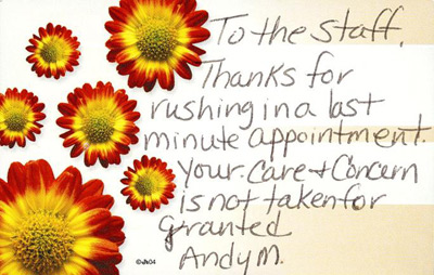 Thank you note from a patient for Saratoga County Oral & Maxillofacial Surgery Associates, PLLC